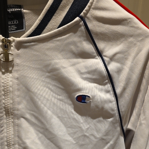 Champion White Track Jacket with Red and Navy Accents - Picture 2 of 7